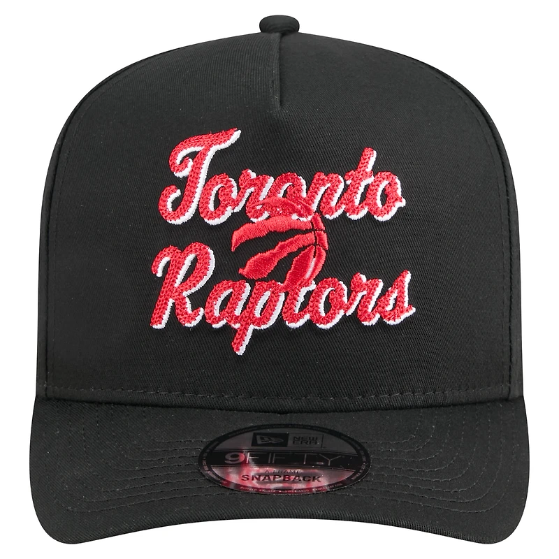 Casquette ajustable New Era noire Toronto Raptors 9FIFTY à motif chaînette et coutures apparentes