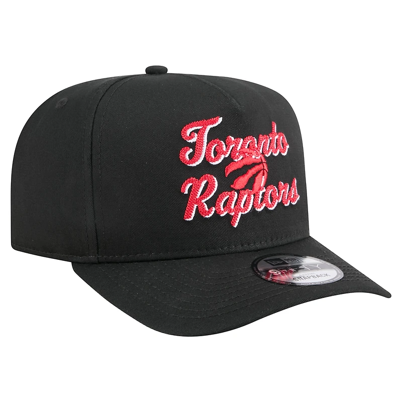 Men's New Era  Black Toronto Raptors 9FIFTY A-Frame Chainstitch Adjustable Hat