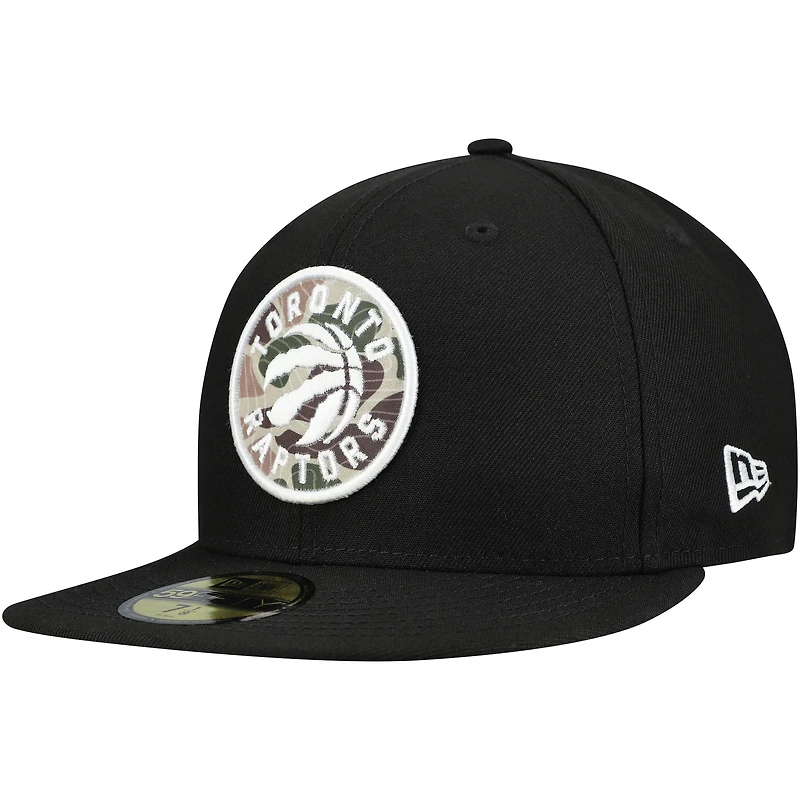 Casquette ajustée 59FIFTY noire à imprimé camouflage des Raptors de Toronto pour homme New Era