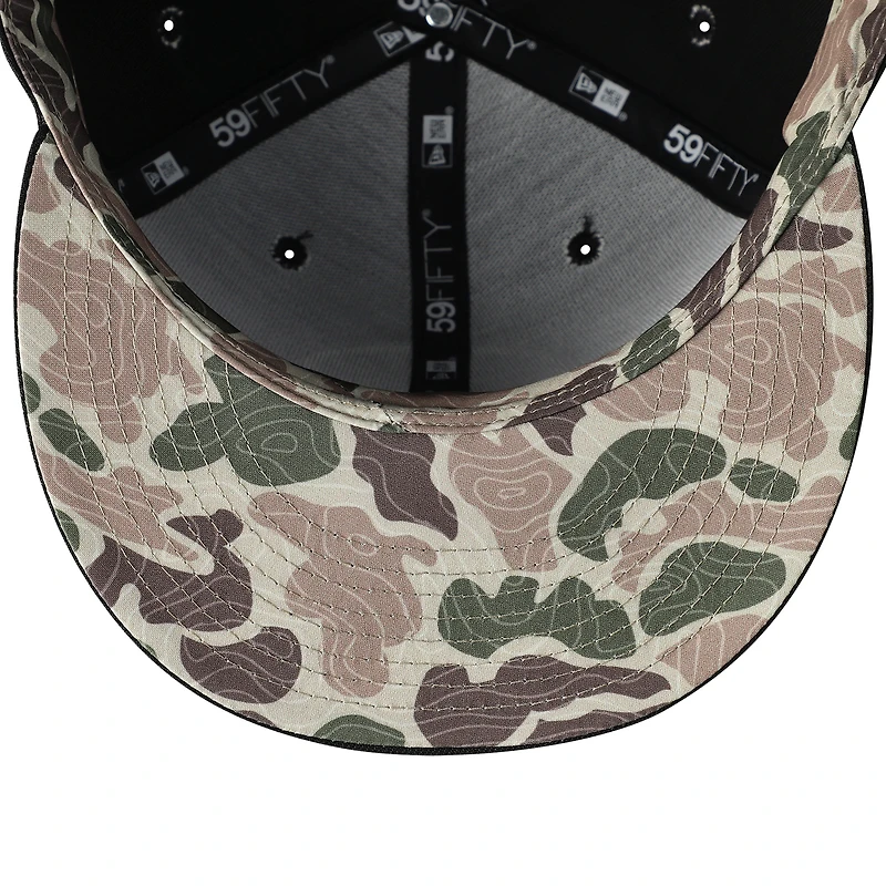 Men's New Era Black Toronto Raptors Camo Print Logo 59FIFTY Fitted Hat