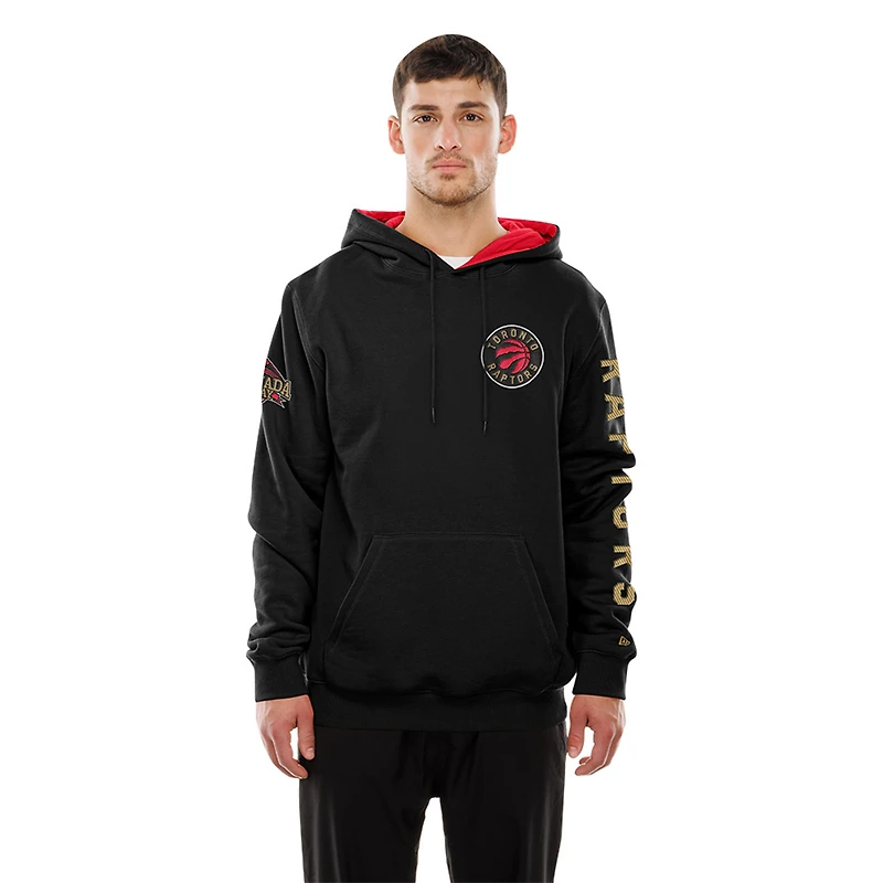 Sweat à capuche noir New Era pour homme des Raptors de Toronto la fête du Canada