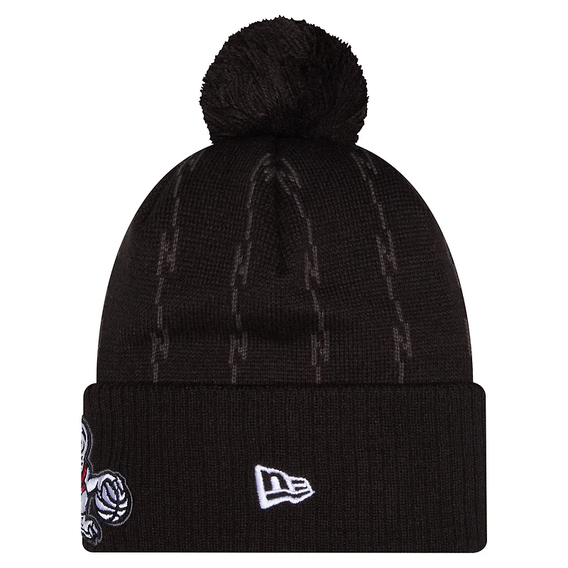 Men's New Era  Black Toronto Raptors City Edition Cuffed Knit Hat with Pom