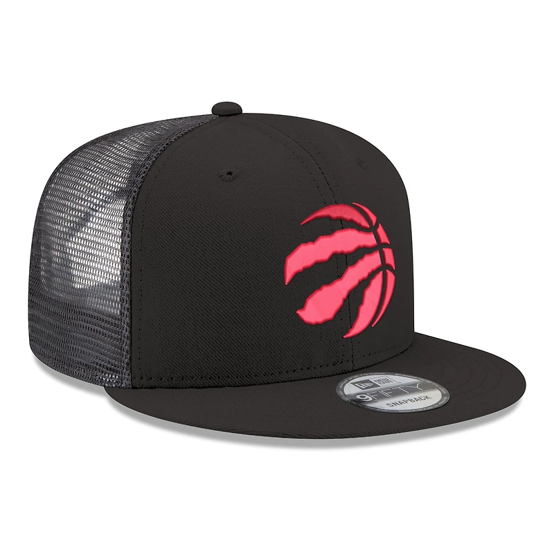 Casquette snapback New Era 9FIFTY noire pour homme, logo Toronto Raptors Core, en maille.