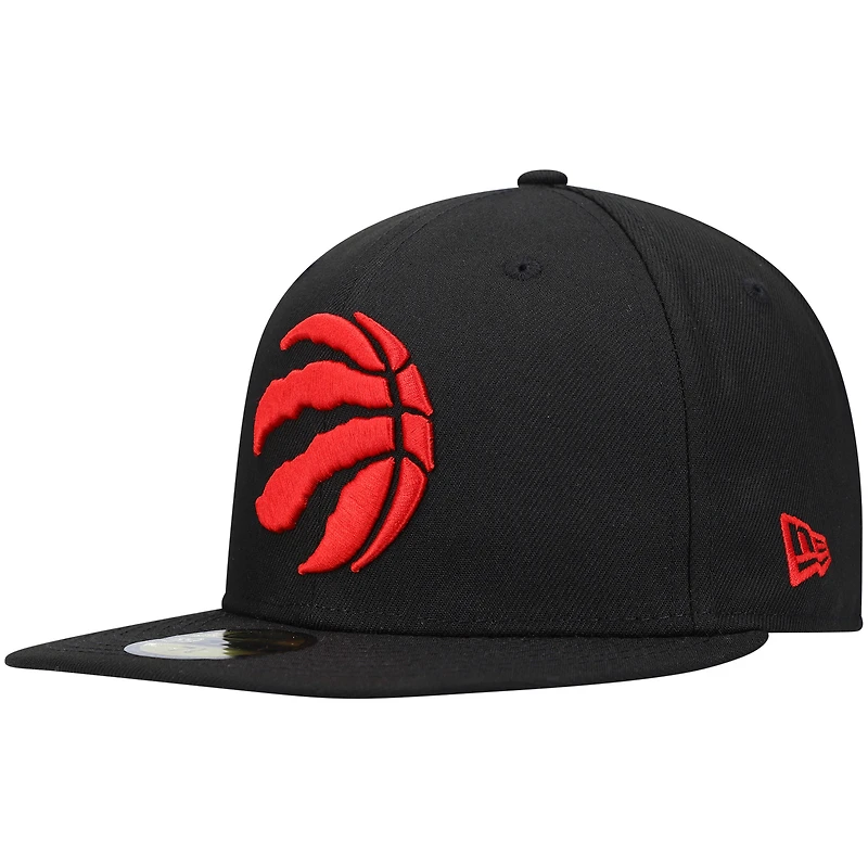 Casquette ajustée New Era 59FIFTY noire pour homme, logo officiel des Raptors de Toronto, couleur l'équipe