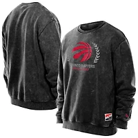 Men's New Era  Black Toronto Raptors Mineral Washed Fleece Crewneck Sweatshirt