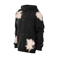 Men's New Era Black Toronto Raptors Oversized Bleached Out Raw Edge Hoodie