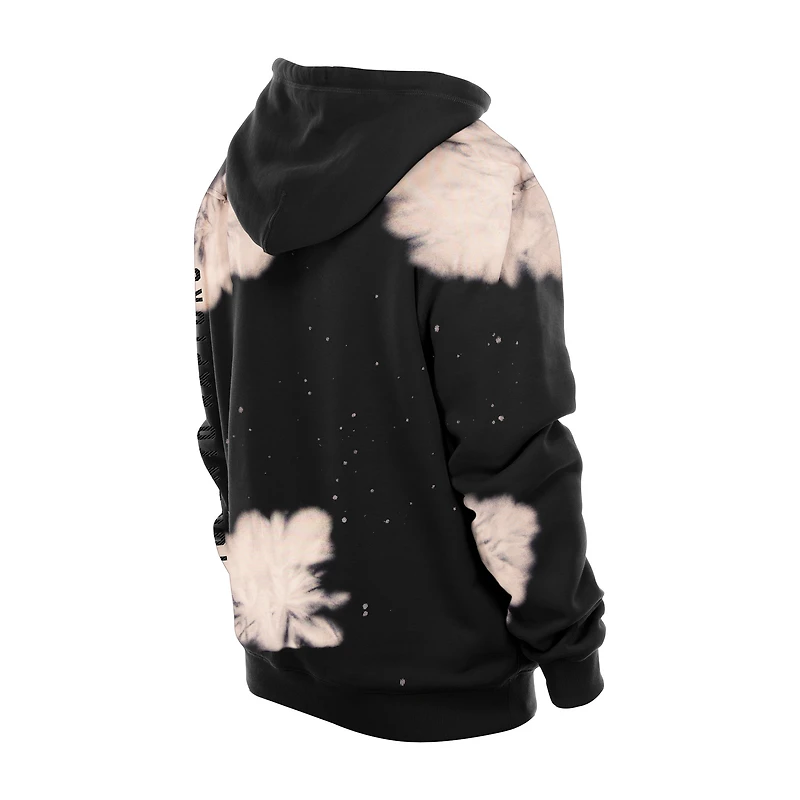 Men's New Era Black Toronto Raptors Oversized Bleached Out Raw Edge Hoodie