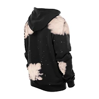 Men's New Era Black Toronto Raptors Oversized Bleached Out Raw Edge Hoodie