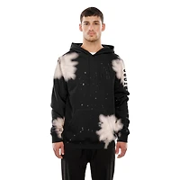 Men's New Era Black Toronto Raptors Oversized Bleached Out Raw Edge Hoodie