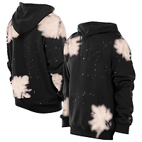Men's New Era Black Toronto Raptors Oversized Bleached Out Raw Edge Hoodie