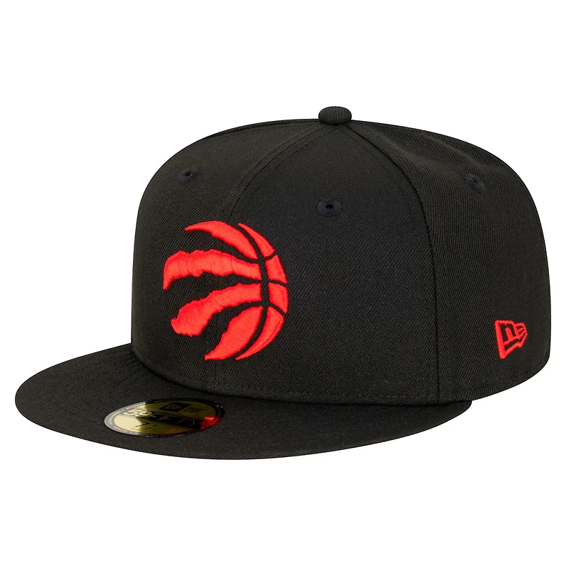 Casquette ajustée New Era noire pour homme, modèle 59FIFTY des Raptors de Toronto