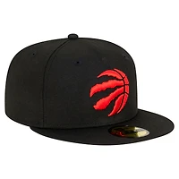 Casquette ajustée New Era noire pour homme, modèle 59FIFTY des Raptors de Toronto
