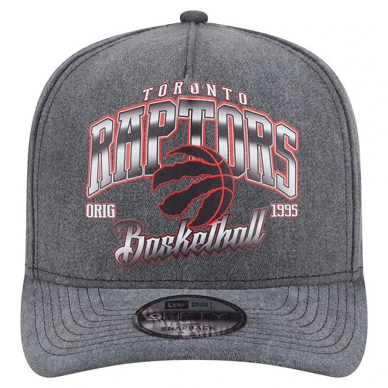 Men's New Era  Charcoal Toronto Raptors Throwback Washed Pre-Curved 9FIFTY Snapback Hat