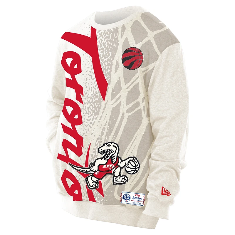 Sweat-shirt oversize New Era crème Toronto Raptors édition City 2025/26 pour homme