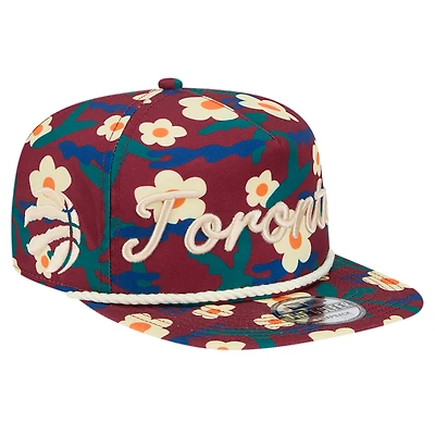 Men's New Era Crimson Toronto Raptors Vacation Floral Golfer Snapback Hat