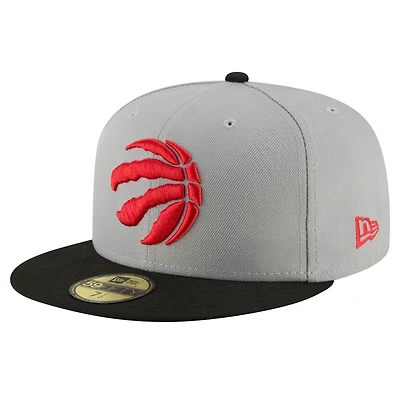 Casquette ajustée 59FIFTY bicolore des Toronto Raptors New Era pour hommes, gris/noir