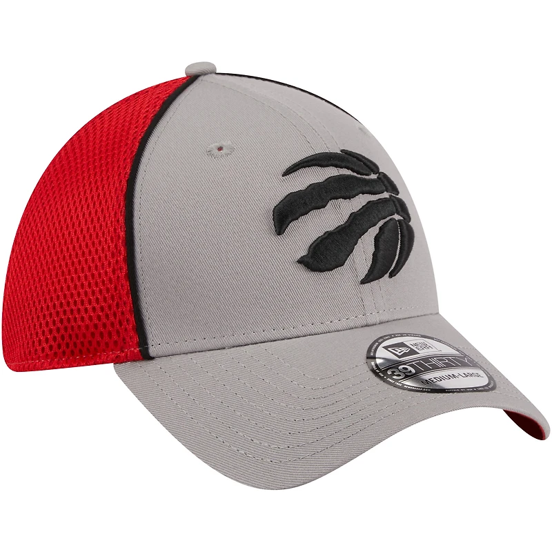 Men's New Era Gray/Red Toronto Raptors Pipe 39THIRTY Flex Hat