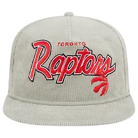 Casquette ajustable de golfeur en velours côtelé Toronto Raptors New Era pour homme, gris