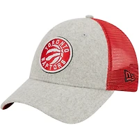 Men's New Era  Heather Gray/Red Toronto Raptors Pop Trucker 9FORTY Adjustable Hat