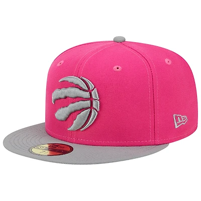 Casquette ajustée 59FIFTY pour homme New Era rose/gris Toronto Raptors bicolore