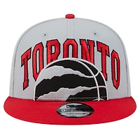 Casquette Snapback Tip-Off 9FIFTY des Toronto Raptors New Era rouge/gris pour hommes