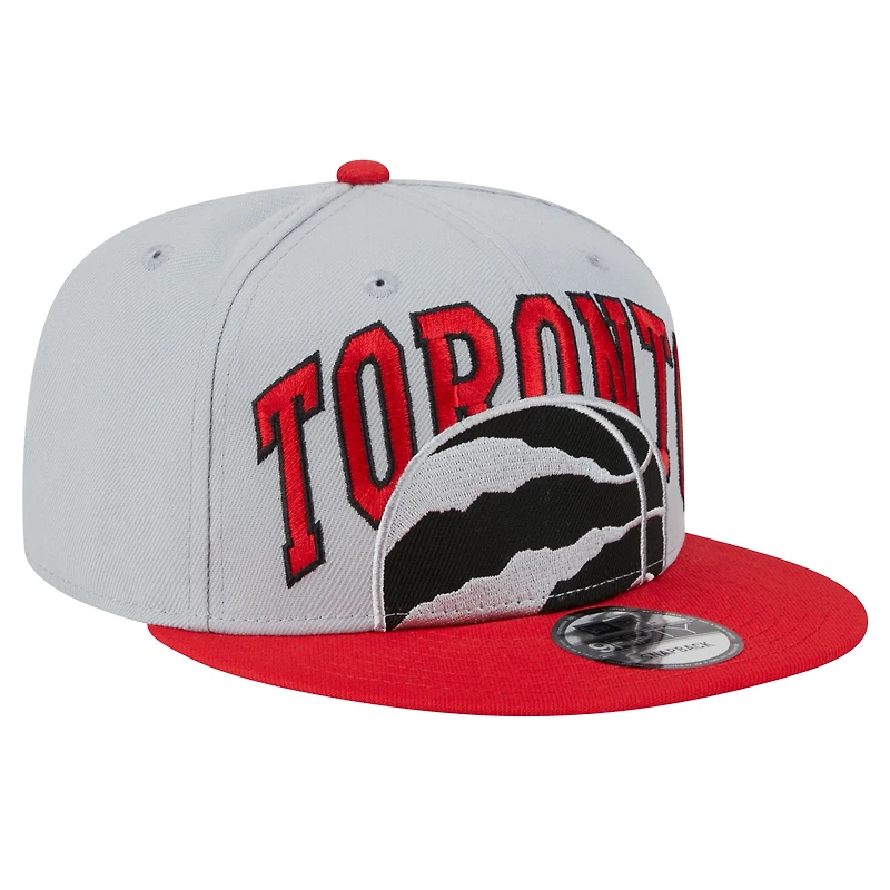 Casquette Snapback Tip-Off 9FIFTY des Toronto Raptors New Era rouge/gris pour hommes