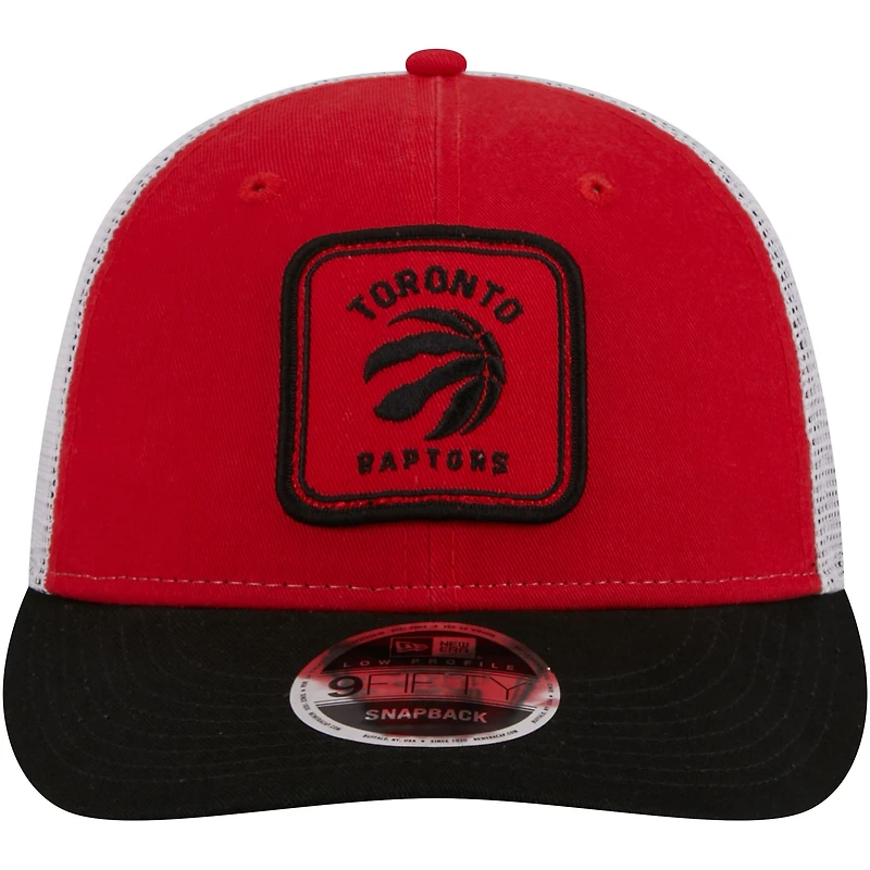 Casquette ajustable 9FIFTY carrée à profil bas des Toronto Raptors New Era pour hommes, rouge