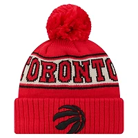 Bonnet en tricot à revers rétro Toronto Raptors de New Era pour homme avec pompon