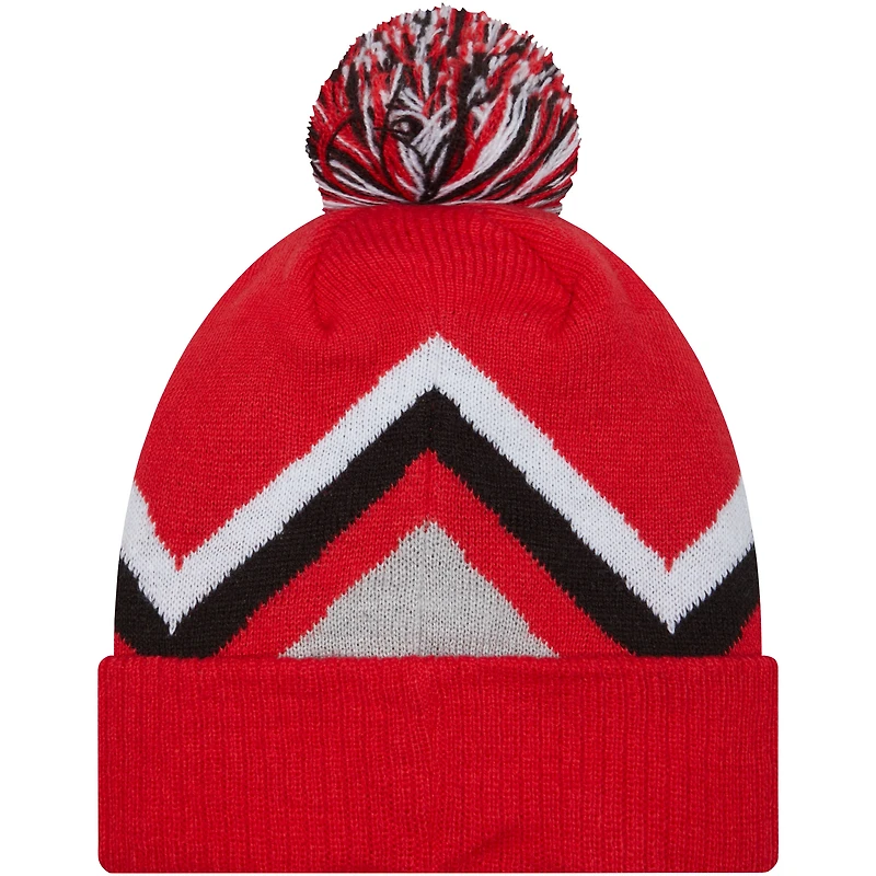 Men's New Era Red Toronto Raptors Zig Zag Cuffed Knit Hat with Pom
