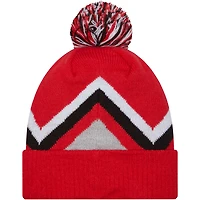 Men's New Era Red Toronto Raptors Zig Zag Cuffed Knit Hat with Pom