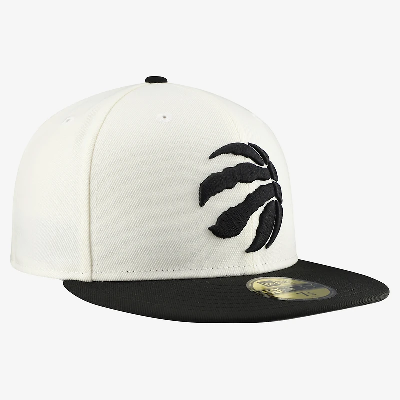 Casquette ajustée New Era 59FIFTY Chrome blanche et noire pour homme, modèle Toronto Raptors.