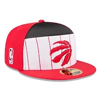 Casquette ajustée New Era 59FIFTY blanche/rouge Toronto Raptors 2025 NBA Tip Off Split Panel pour homme