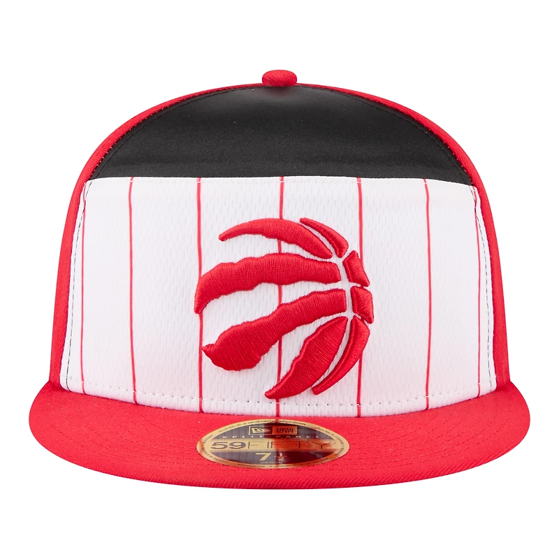 Men's New Era White/Red Toronto Raptors 2025 NBA Tip Off Split Panel 59FIFTY Fitted Hat