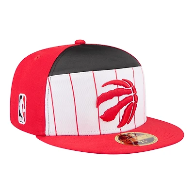 Men's New Era  White/Red Toronto Raptors 2025 NBA Tip Off Split Panel 59FIFTY Fitted Hat