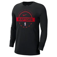 T-shirt d'entraînement à manches longues Nike noir authentique des Toronto Raptors pour homme