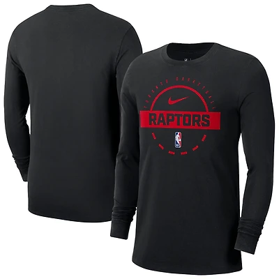 T-shirt d'entraînement à manches longues Nike noir authentique des Toronto Raptors pour homme