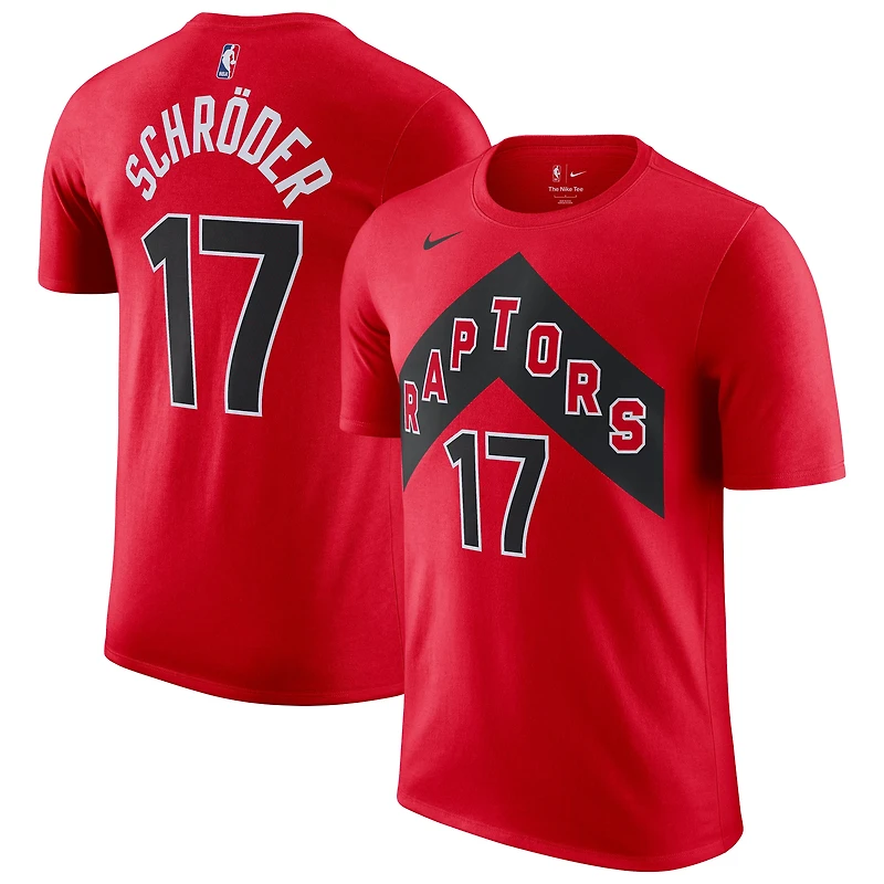 Men's Nike Dennis Schroder Red Toronto Raptors Essential Statement Player Name & Number T-Shirt