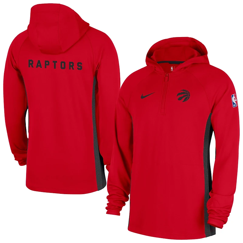 Veste Nike rouge authentique Toronto Raptors On Court Zone à quart de zip pour homme
