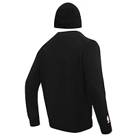 Coffret cadeau pull à col rond et bonnet en tricot revers Pro Standard noirs des Raptors de Toronto pour hommes