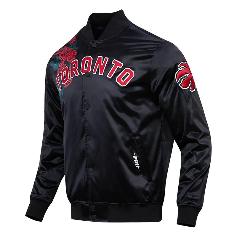 Men's Pro Standard Black Toronto Raptors Roses Satin Full-Snap Jacket