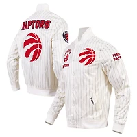 Men's Pro Standard Cream Toronto Raptors Pinstripe Retro Classic Full-Snap Jacket