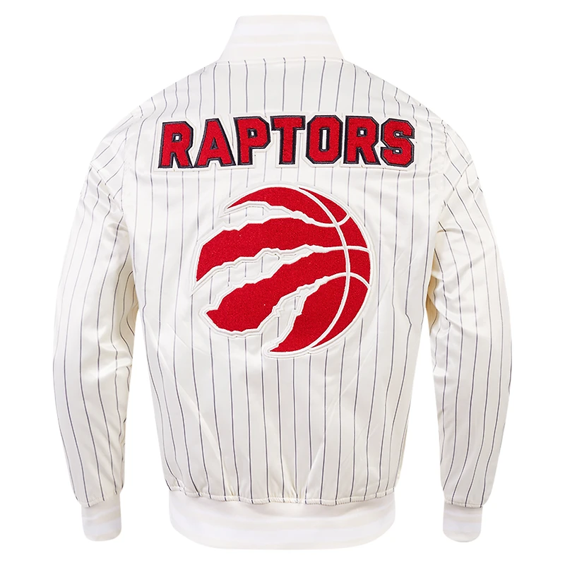 Men's Pro Standard Cream Toronto Raptors Pinstripe Retro Classic Full-Snap Jacket