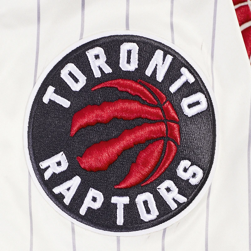 Men's Pro Standard Cream Toronto Raptors Pinstripe Retro Classic Full-Snap Jacket