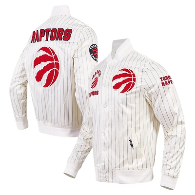 Men's Pro Standard Cream Toronto Raptors Pinstripe Retro Classic Full-Snap Jacket