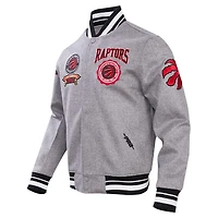 Men's Pro Standard Gray Toronto Raptors Crest Emblem Wool Varsity Full-Zip Jacket