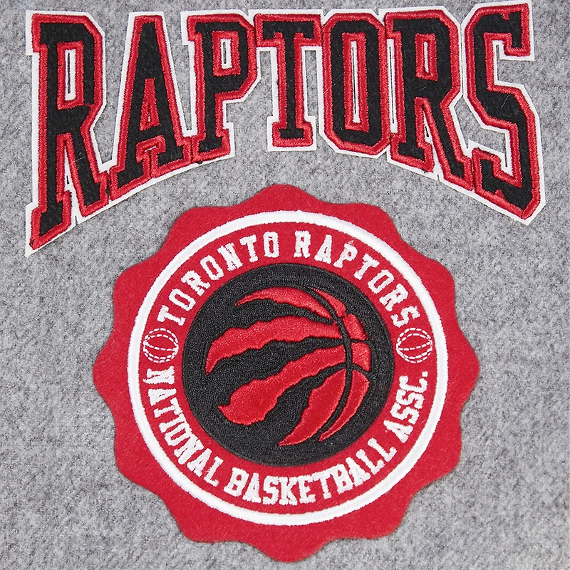 Men's Pro Standard Gray Toronto Raptors Crest Emblem Wool Varsity Full-Zip Jacket