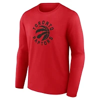 T-shirt à manches longues rouge pour homme avec logo alternatif des Raptors de Toronto