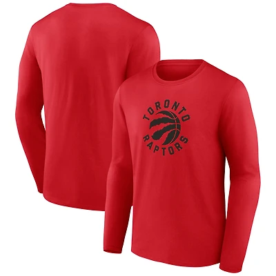 T-shirt blanc à manches longues avec logo alternatif des Raptors de Toronto pour homme
