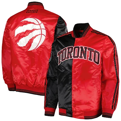 Men's Starter Black/Red Toronto Raptors Fast Break Satin Full-Snap Jacket