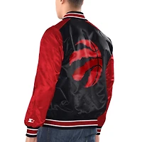 Veste universitaire à bouton-pression en satin Renegade des Toronto Raptors Starter noir/rouge pour hommes